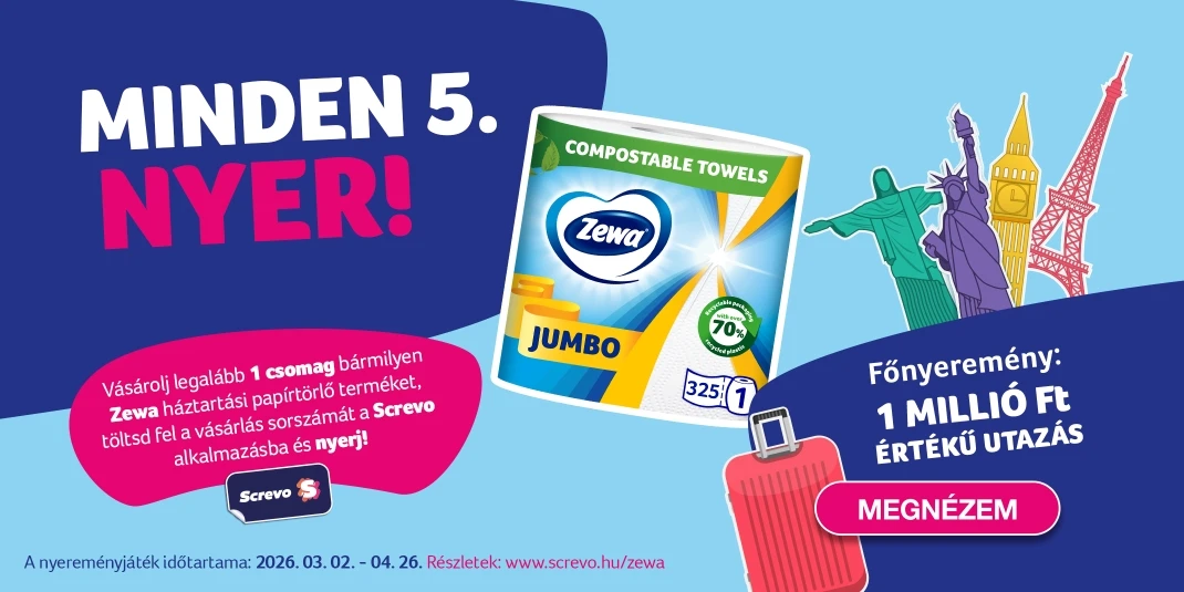 Zewa Nyereményjáték, minden 5 nyer! - Screvo appban!