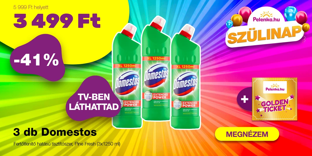 Domestos fertőtlenítő hatású tisztítószer, Pine Fresh (3x1250 ml)