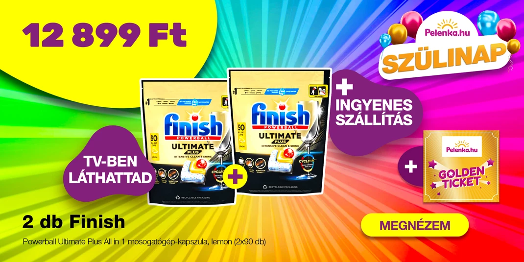 Finish Powerball Ultimate Plus All in 1 mosogatógép-kapszula, lemon (2x90 db)