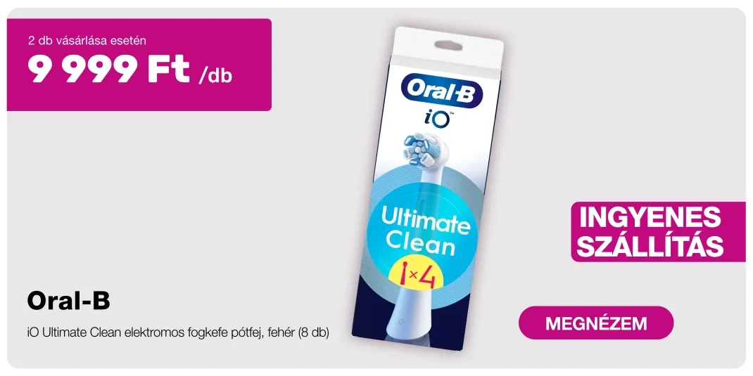 INGYENES SZÁLLÍTÁS - Oral-B iO Ultimate Clean elektromos fogkefe pótfej, fehér (2x4 db)