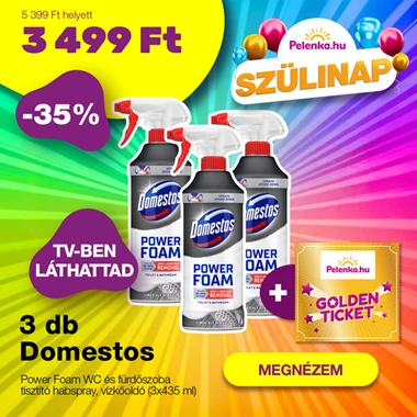 Domestos Power Foam WC és fürdőszoba tisztító hab spray, vízkóoldó (3x435 ml)