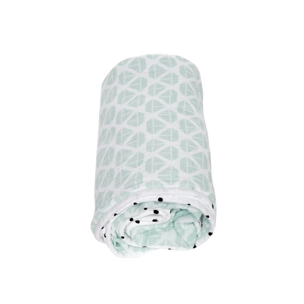 MOTHERHOOD Pamut muszlin takaró kétrétegű Pre-Washed Mint Boats 95x110 cm