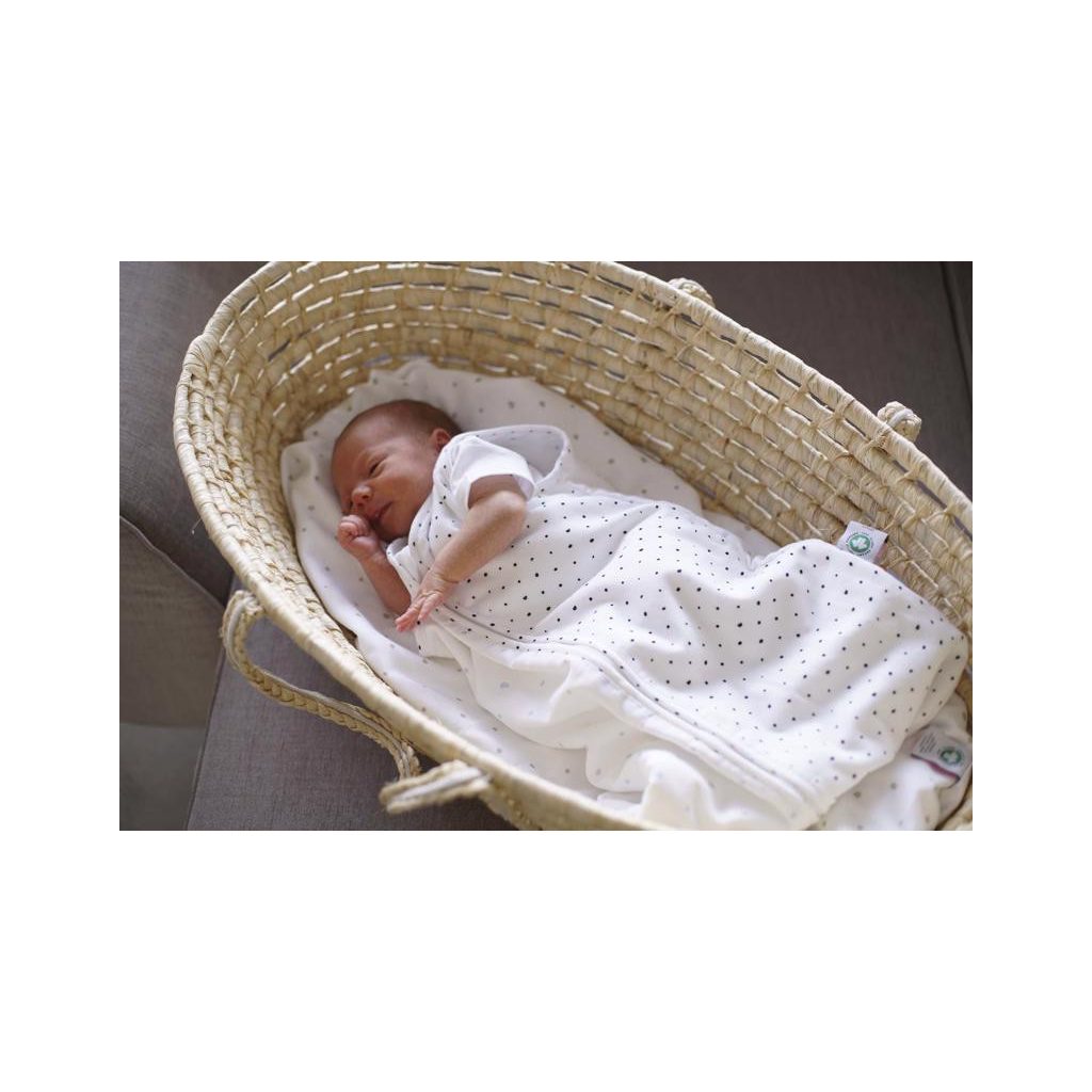 MOTHERHOOD hálózsák muszlin BIO Pink and Black Dots 0-6 hó 0,5 tog