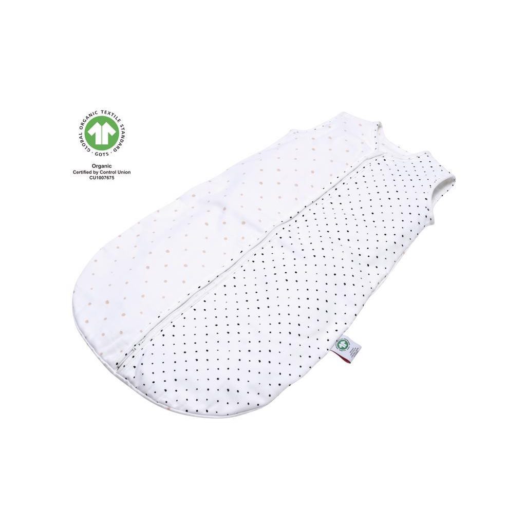 MOTHERHOOD Hálózsák muszlin BIO Pink and Black Dots 6-18 hó 0,5 tog