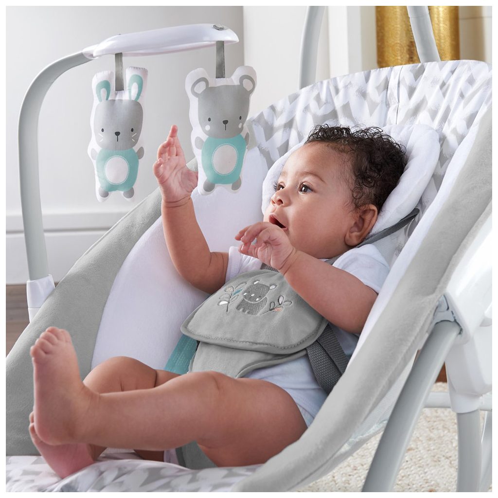 INGENUITY Nagy hinta rezgő hintaszékkel és dallamokkal USB 2in1 Raylan 0hó+,  9 kg-ig