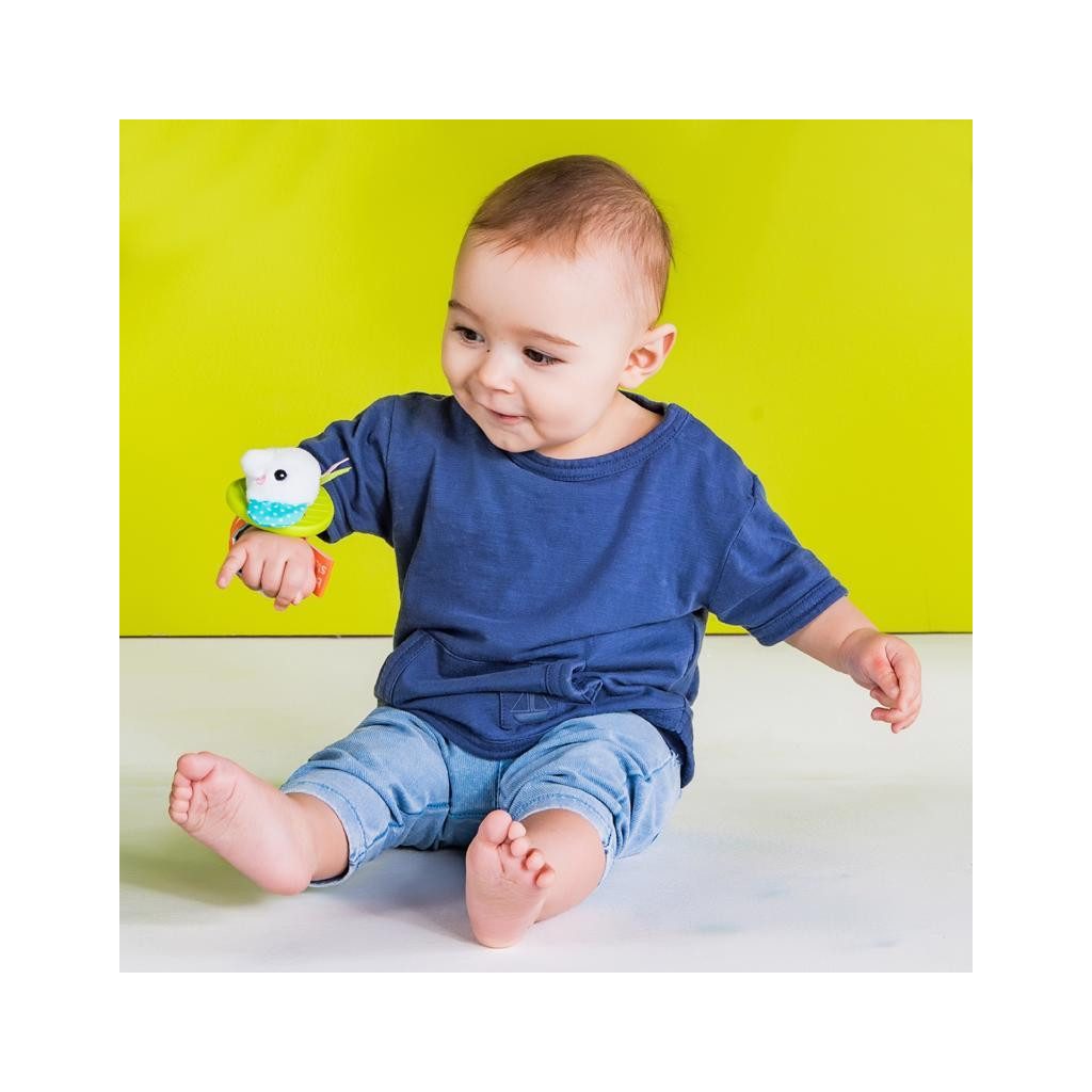 BRIGHT STARTS Csörgő karkötő rágókával 2 db majom/elefánt 0hó+