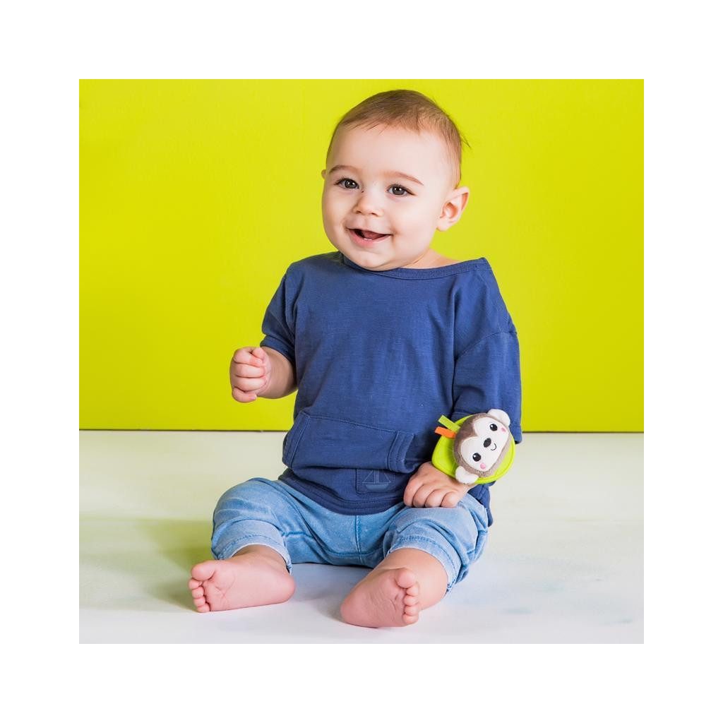 BRIGHT STARTS Csörgő karkötő rágókával 2 db majom/elefánt 0hó+