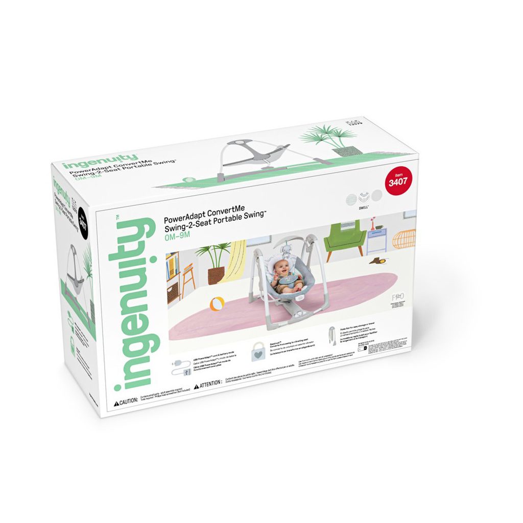 INGENUITY Átalakítható  rezgő hinta dallamokkal és adapterrel  Swell™ 2in1 0hó+, 9 kg-ig