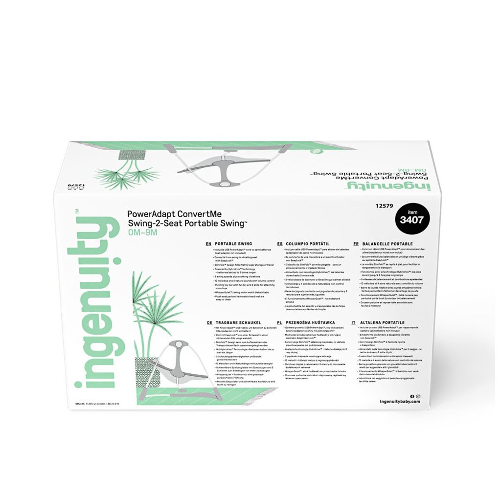 INGENUITY Átalakítható  rezgő hinta dallamokkal és adapterrel  Swell™ 2in1 0hó+, 9 kg-ig