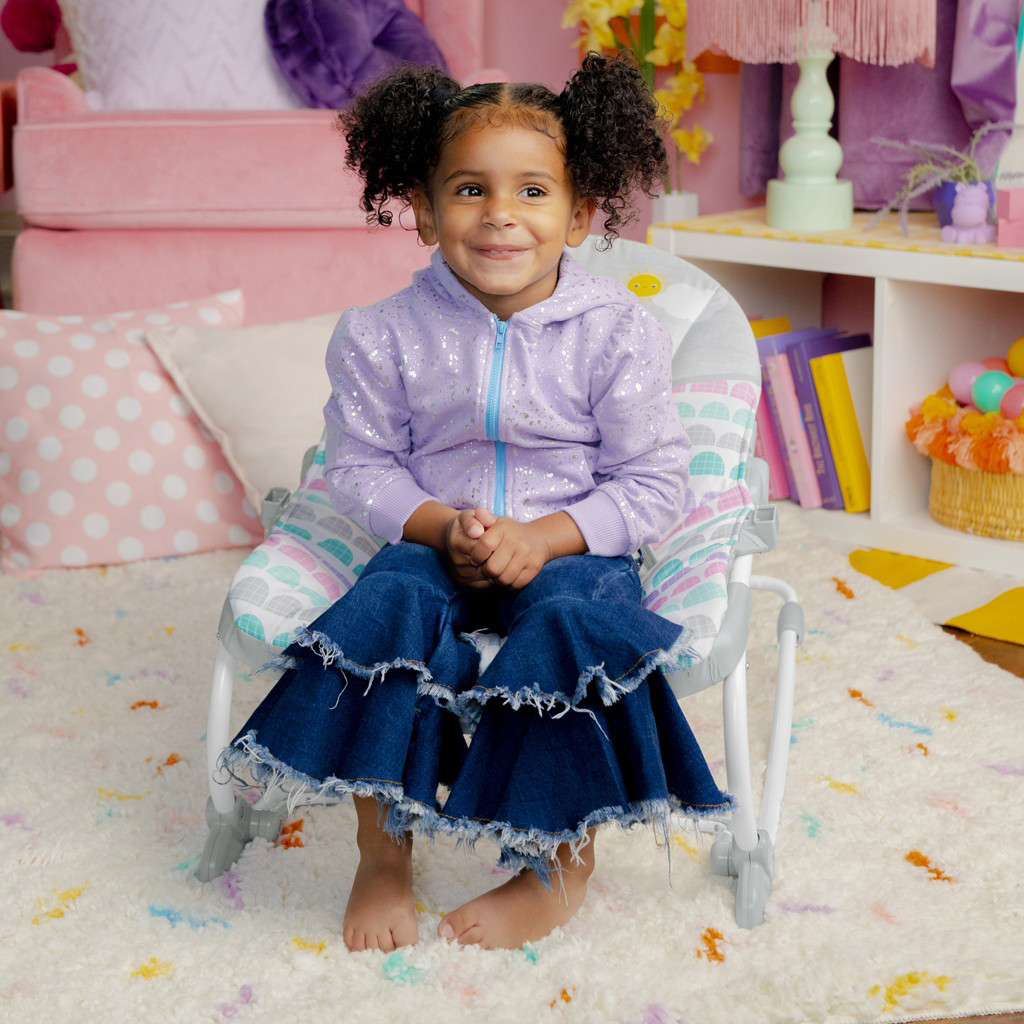 BRIGHT STARTS Rezgő hintaszék Rosy Rainbow™ 0hó+  18 kg-ig