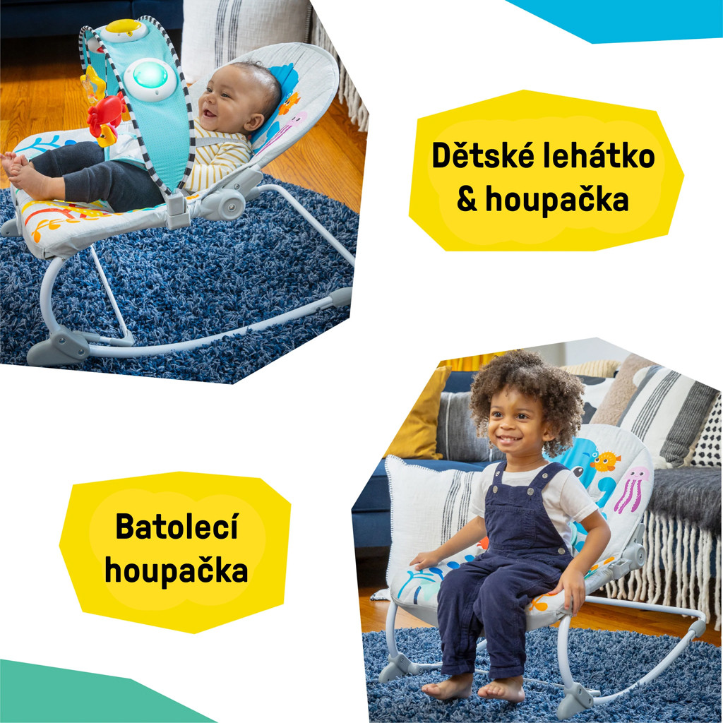 BABY EINSTEIN Zenélő rezgő pihenőszék Kick to It Opus 18kg-ig