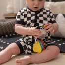 BABY EINSTEIN Rágóka csörgővel zebra Zen™ Shake-a-Shape BPA mentes 0hó+
