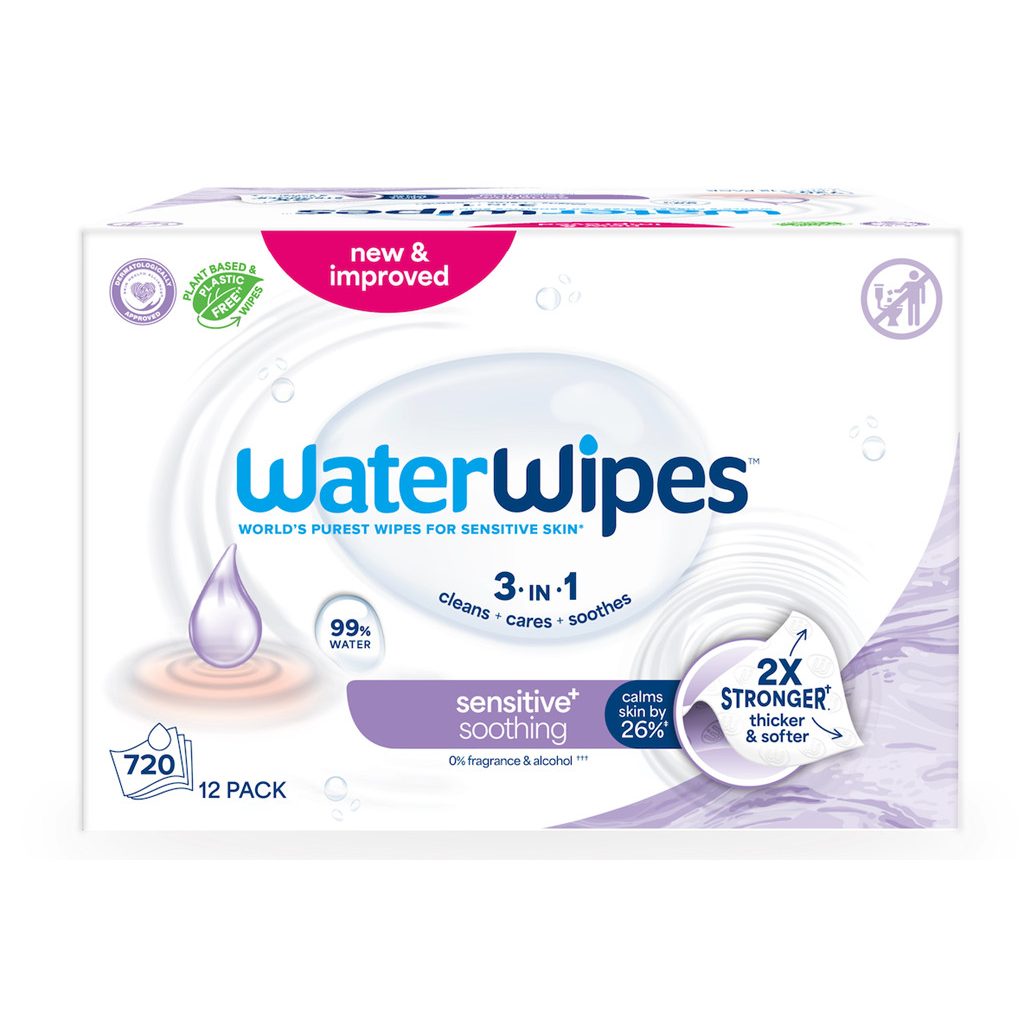 12x WATERWIPES Nedves törlőkendők Soothing clean 3in1  60 db  ( 720 db )