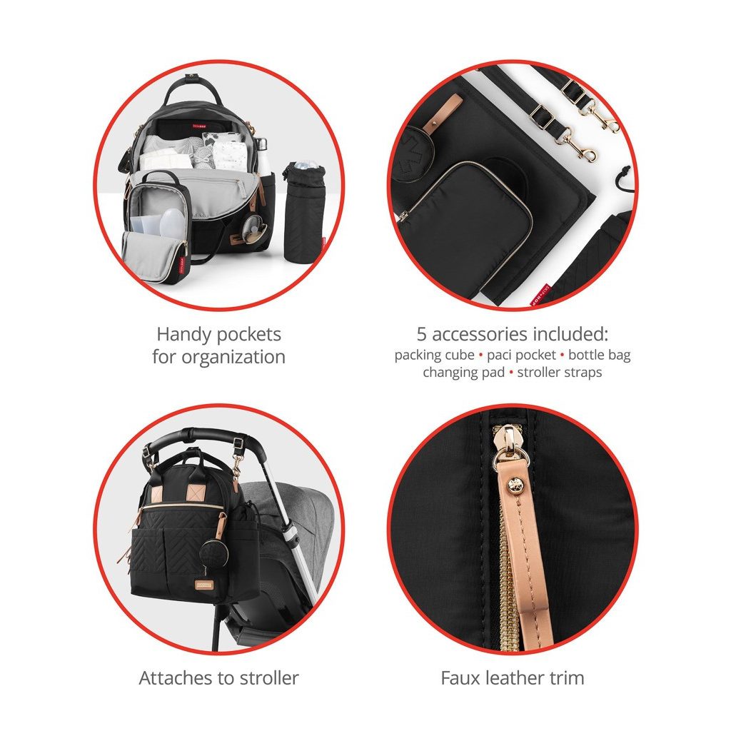 SKIP HOP Pelenkázó táska/hátizsák 6 az 1-ben Suite Set Fekete