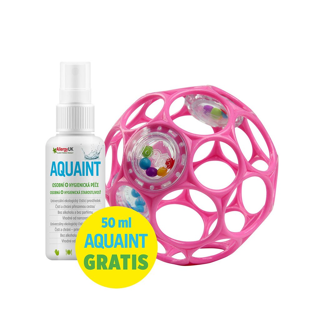 OBALL Játék Oball RATTLE 10 cm dark pink 0hó + AQUAINT 50 ml