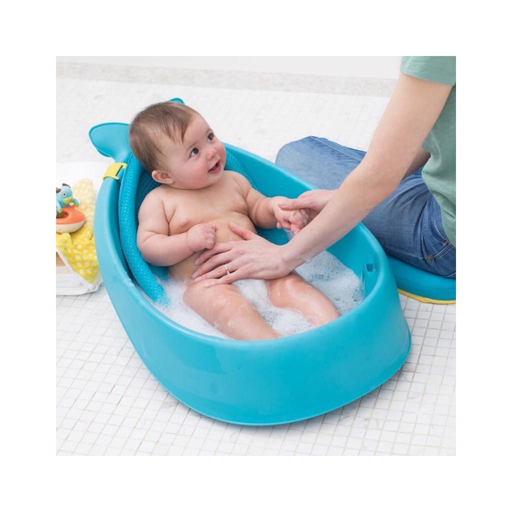 SKIP HOP Vanička s ergonomickou podložkou Moby 3 fázová modráSKIP HOP Moby 3 fázisú kék babafürdető