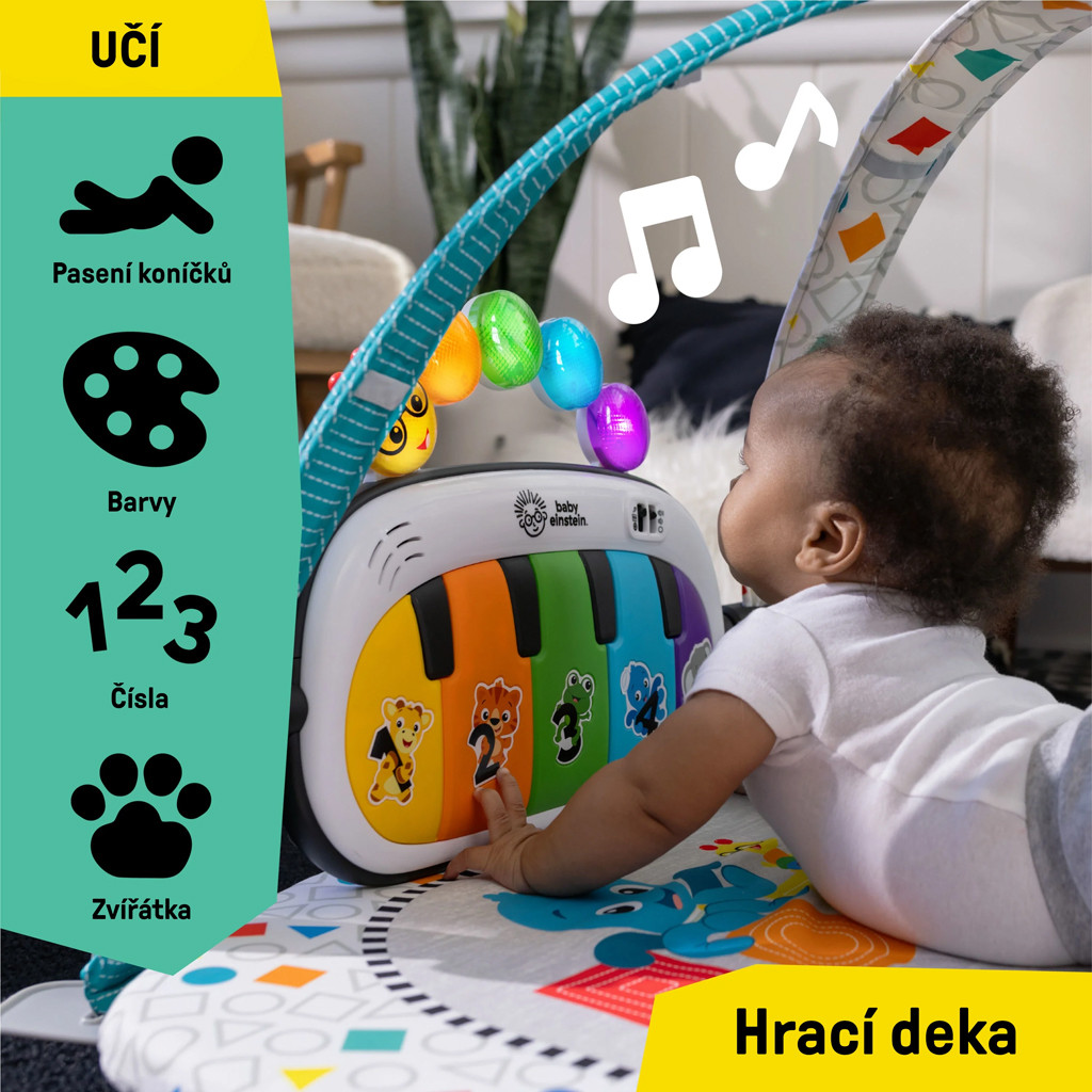 BABY EINSTEIN Kiságy járókával és zongorával 3in1 Kick & Snooze™ 0hó+