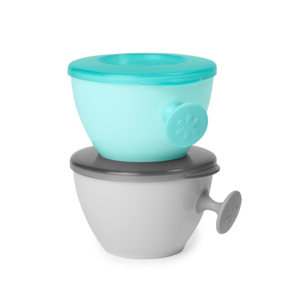 SKIP HOP Tányérok fedővel és Easy Grab fogantyúval Grey,Teal 2 x 240 ml, 3m+