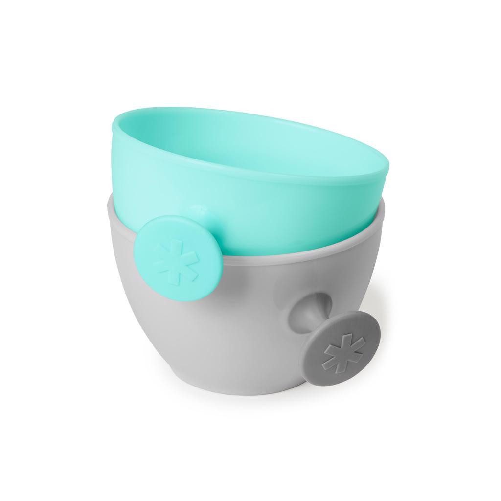 SKIP HOP Tányérok fedővel és Easy Grab fogantyúval Grey,Teal 2 x 240 ml, 3m+
