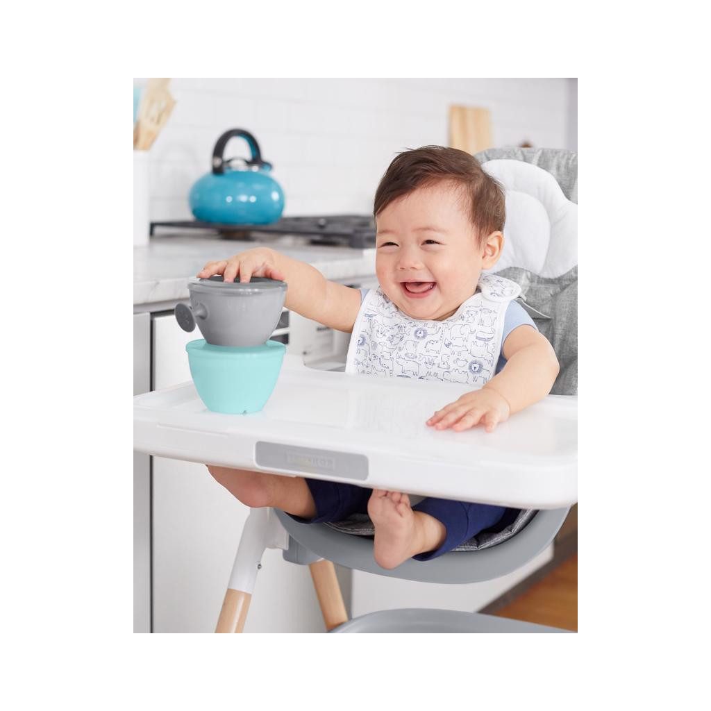 SKIP HOP Tányérok fedővel és Easy Grab fogantyúval Grey,Teal 2 x 240 ml, 3m+