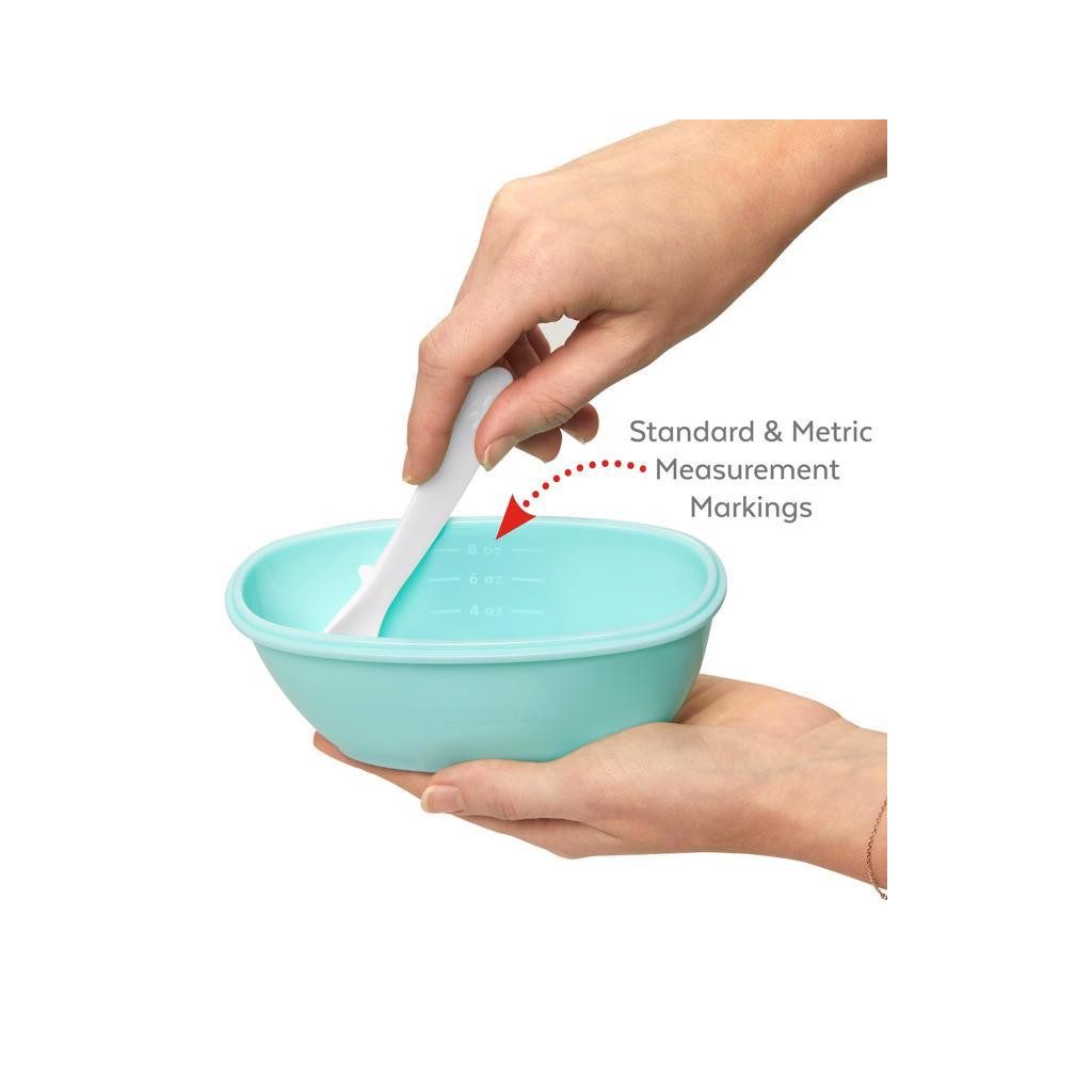 SKIP HOP Tálka kanállal védőtokban Easy Serve Teal 240 ml, 3m+