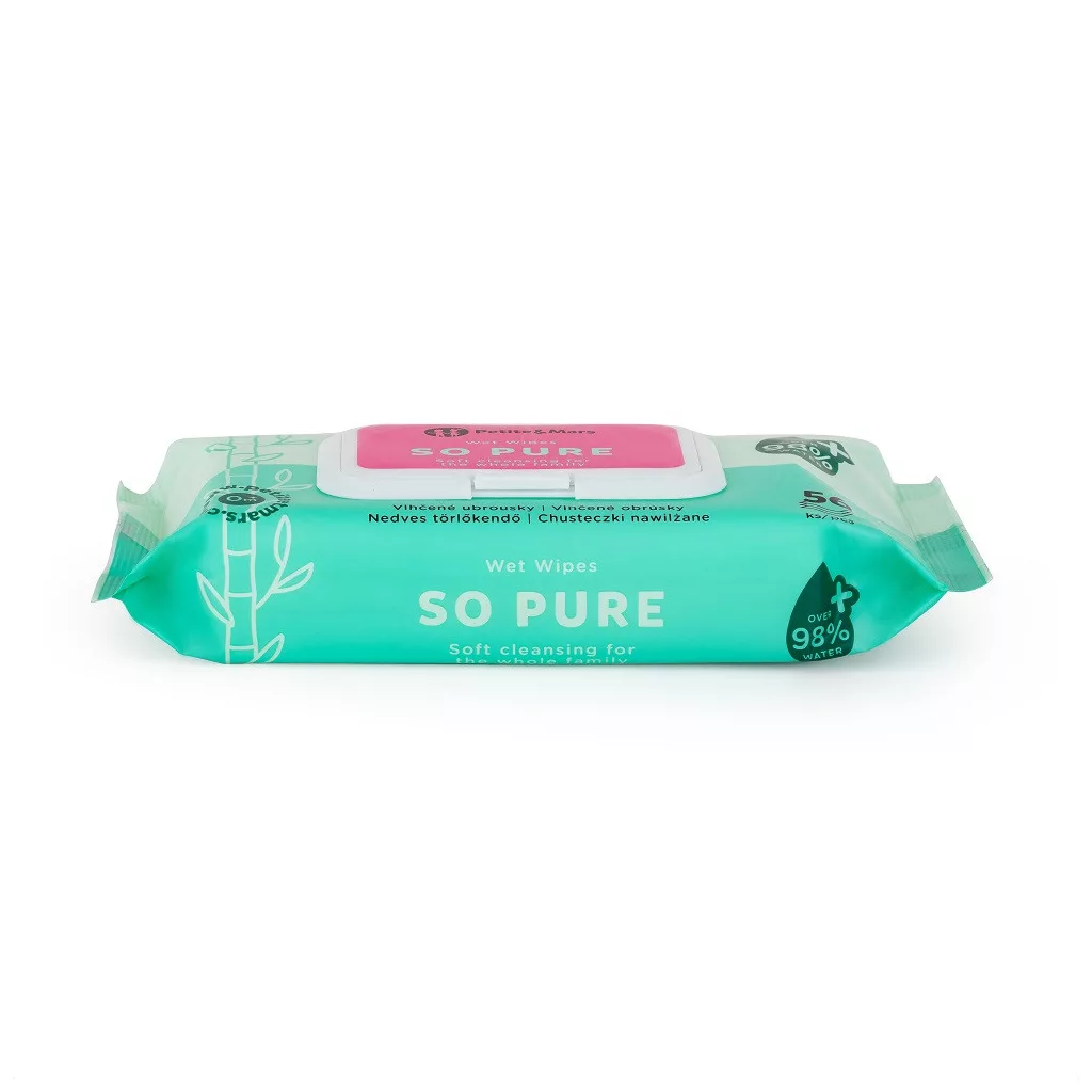 PETITE&MARS Nedves törlőkendő SO PURE bambusz, biológiailag lebomló, 56 db