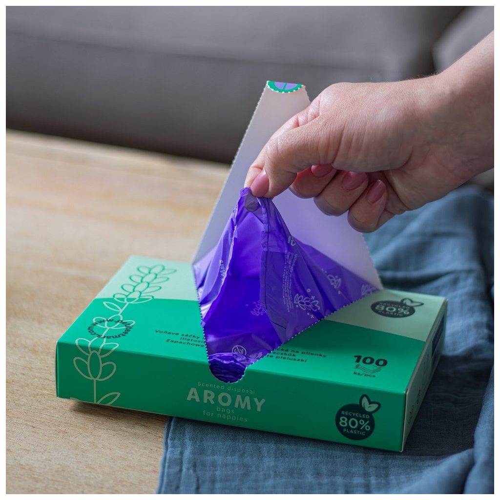 PETITE&MARS AROMY illatosított pelenkatároló zacskók füllel, 100db