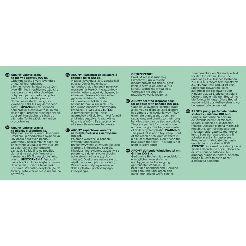 PETITE&MARS AROMY illatosított pelenkatároló zacskók füllel, 100db