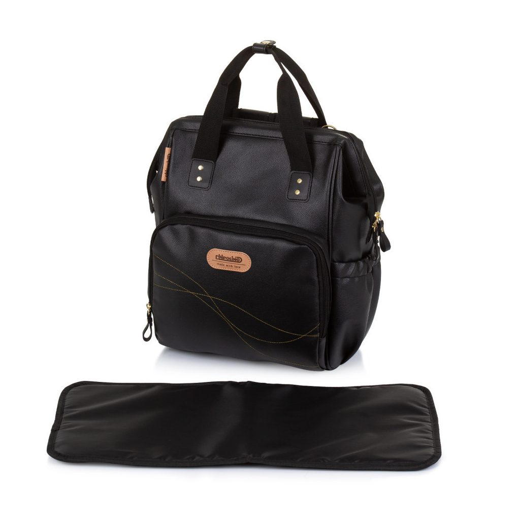 Chipolino babakocsira rögzíthető hátizsák - Black Leather 