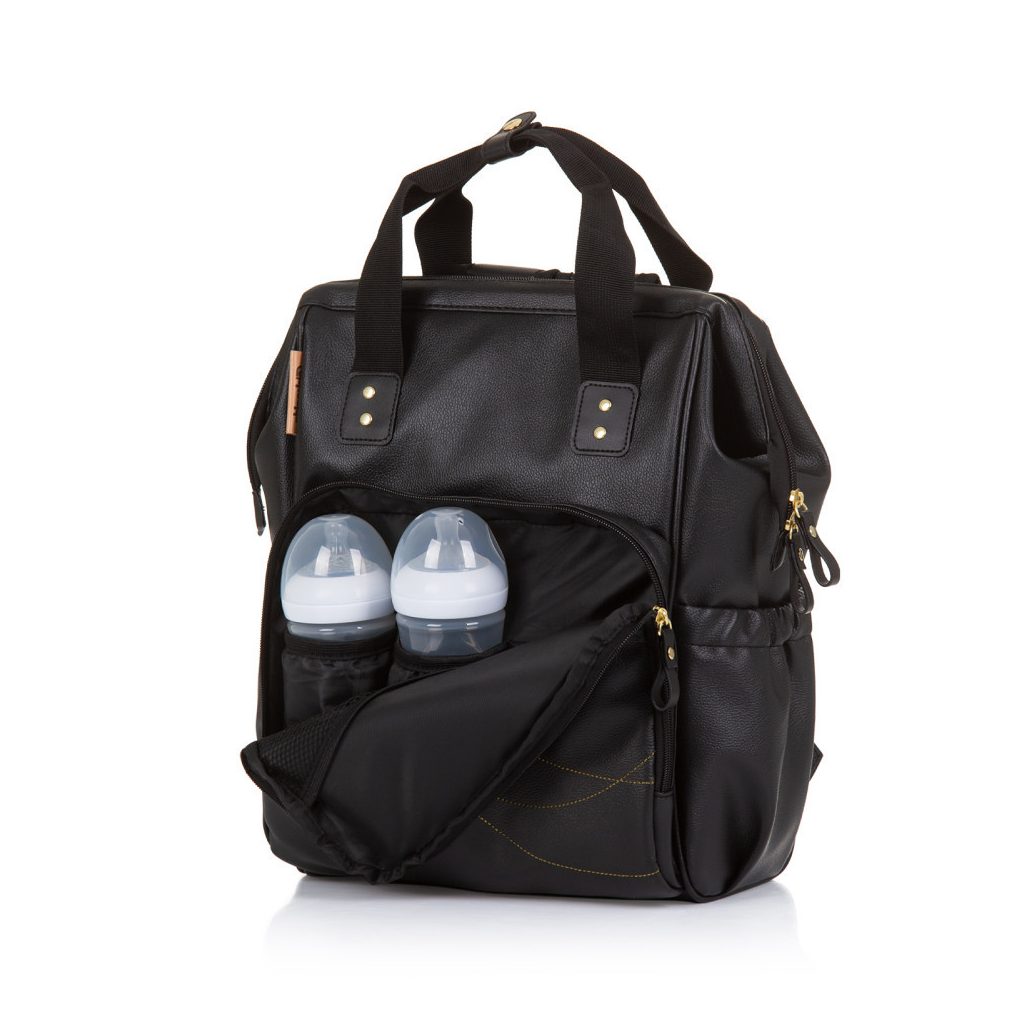 Chipolino babakocsira rögzíthető hátizsák - Black Leather 