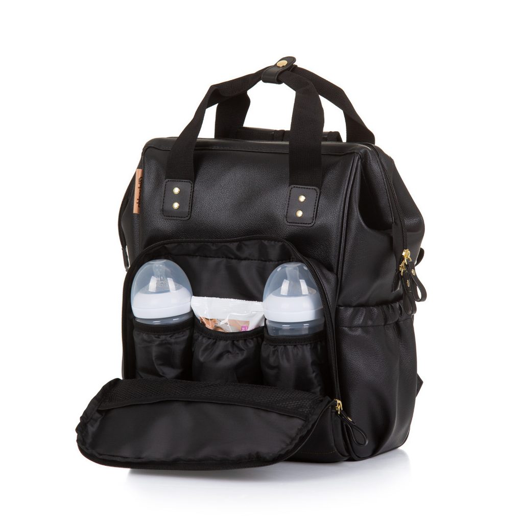 Chipolino babakocsira rögzíthető hátizsák - Black Leather 