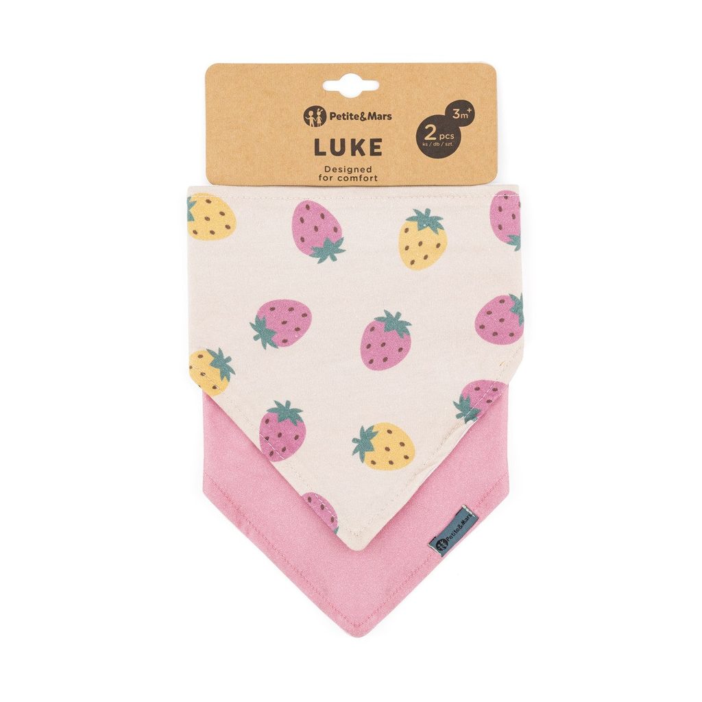 PETITE&MARS Nyálkendő Luke 2 db Beige Strawberies&Dusty Rose 3hó+