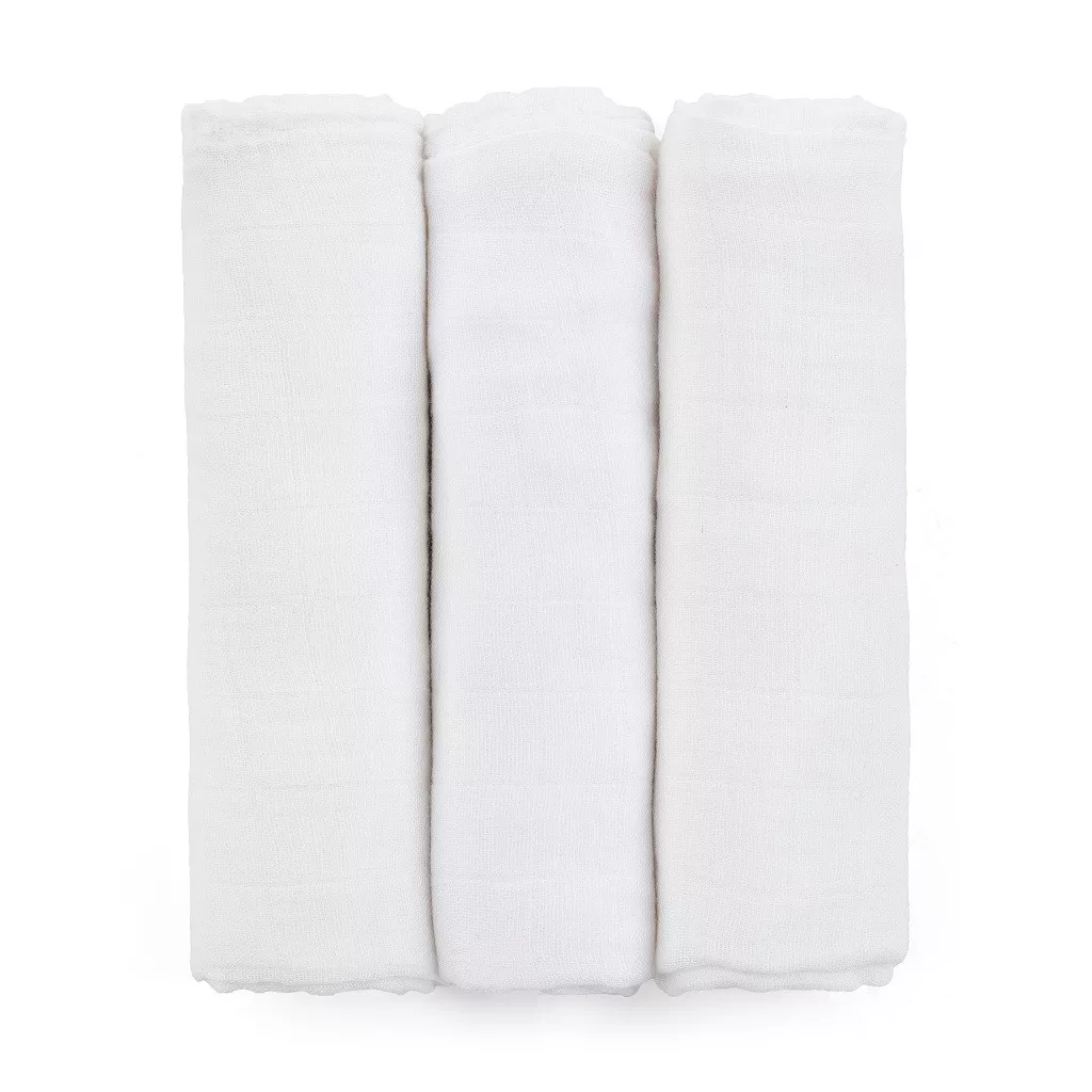 PETITE&MARS Bambusz muszlin 3db-os pelenka szett Moussy Total White, 68 x 68 cm