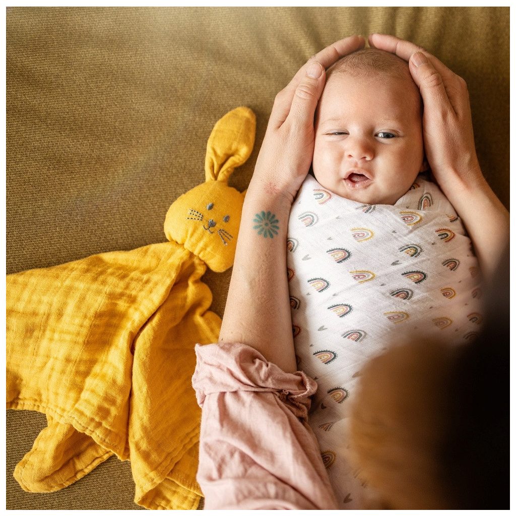 PETITE&MARS Bambusz muszlin szundikendő Hugo Misty Green 0hó+