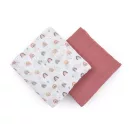 PETITE&MARS Bambusz muszlin 2db-os pelenka szett Misty Rose Rainbow, 120 x 120 cm