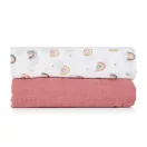 PETITE&MARS Bambusz muszlin 2db-os pelenka szett Misty Rose Rainbow, 120 x 120 cm