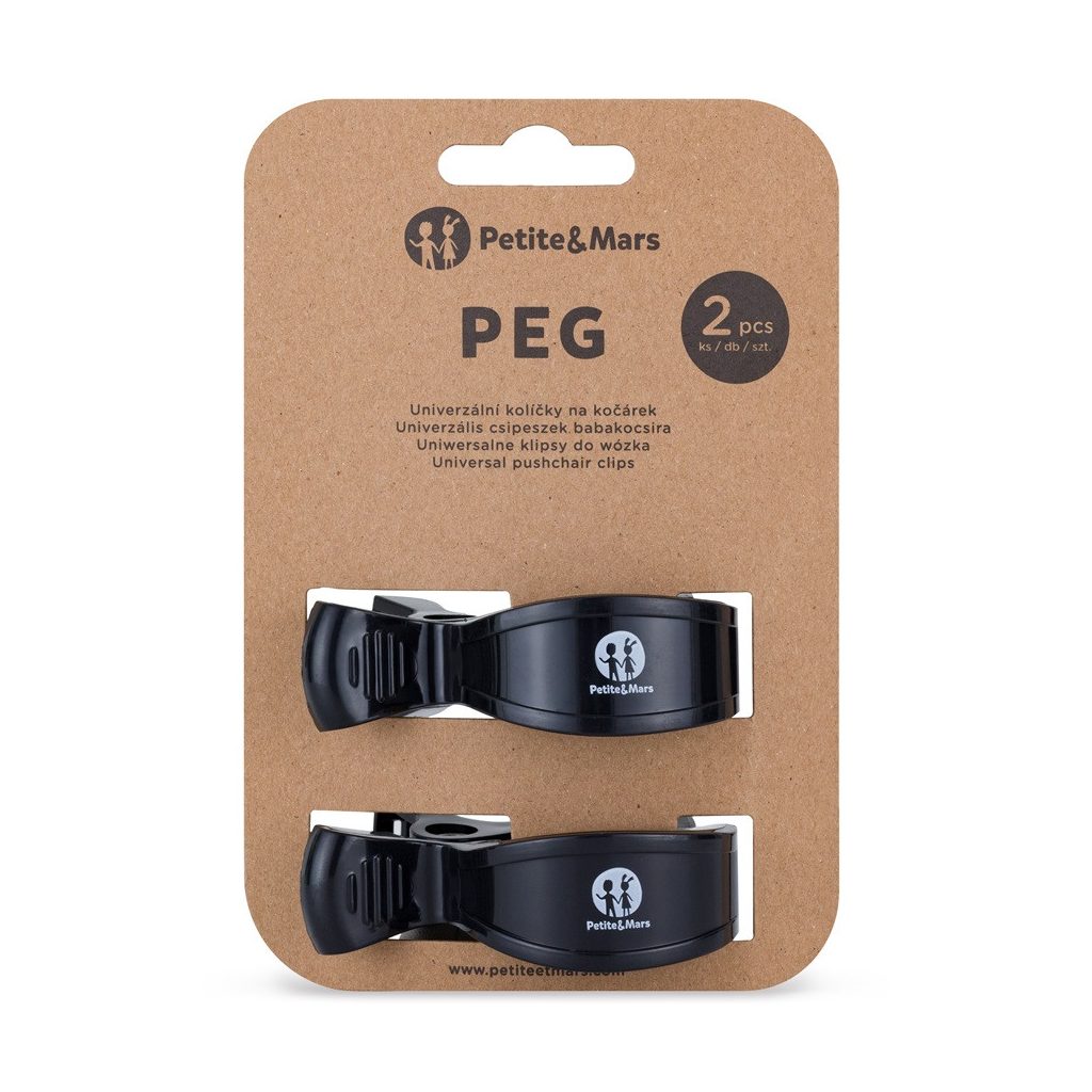 PETITE&MARS Csipesz babakocsira, 2 db, fekete