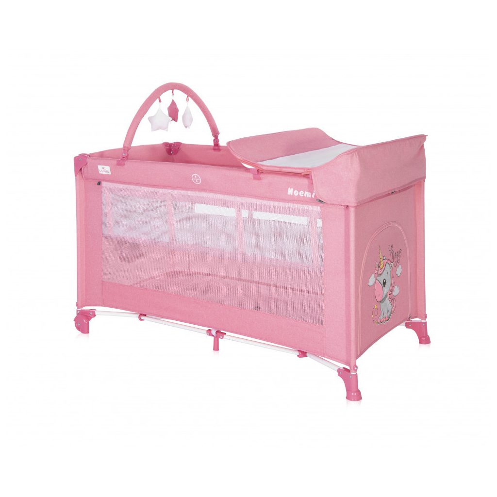 Lorelli Noemi 2 Plus multifunkciós utazóágy - Rose Velvet Unicorn