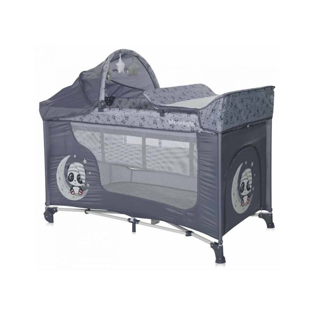 Lorelli Moonlight 2 Plus multifunkciós utazóágy - Cool Grey Pandas