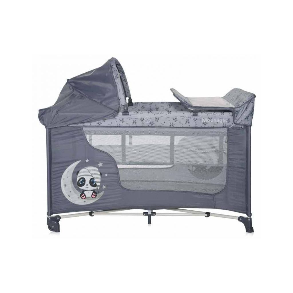 Lorelli Moonlight 2 Plus multifunkciós utazóágy - Cool Grey Pandas