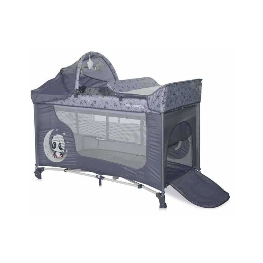 Lorelli Moonlight 2 Plus multifunkciós utazóágy - Cool Grey Pandas
