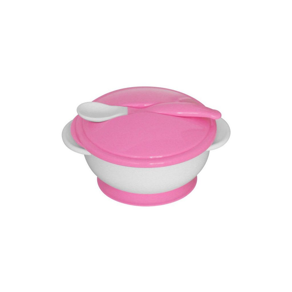 Baby care etető tál + kanál - blush pink