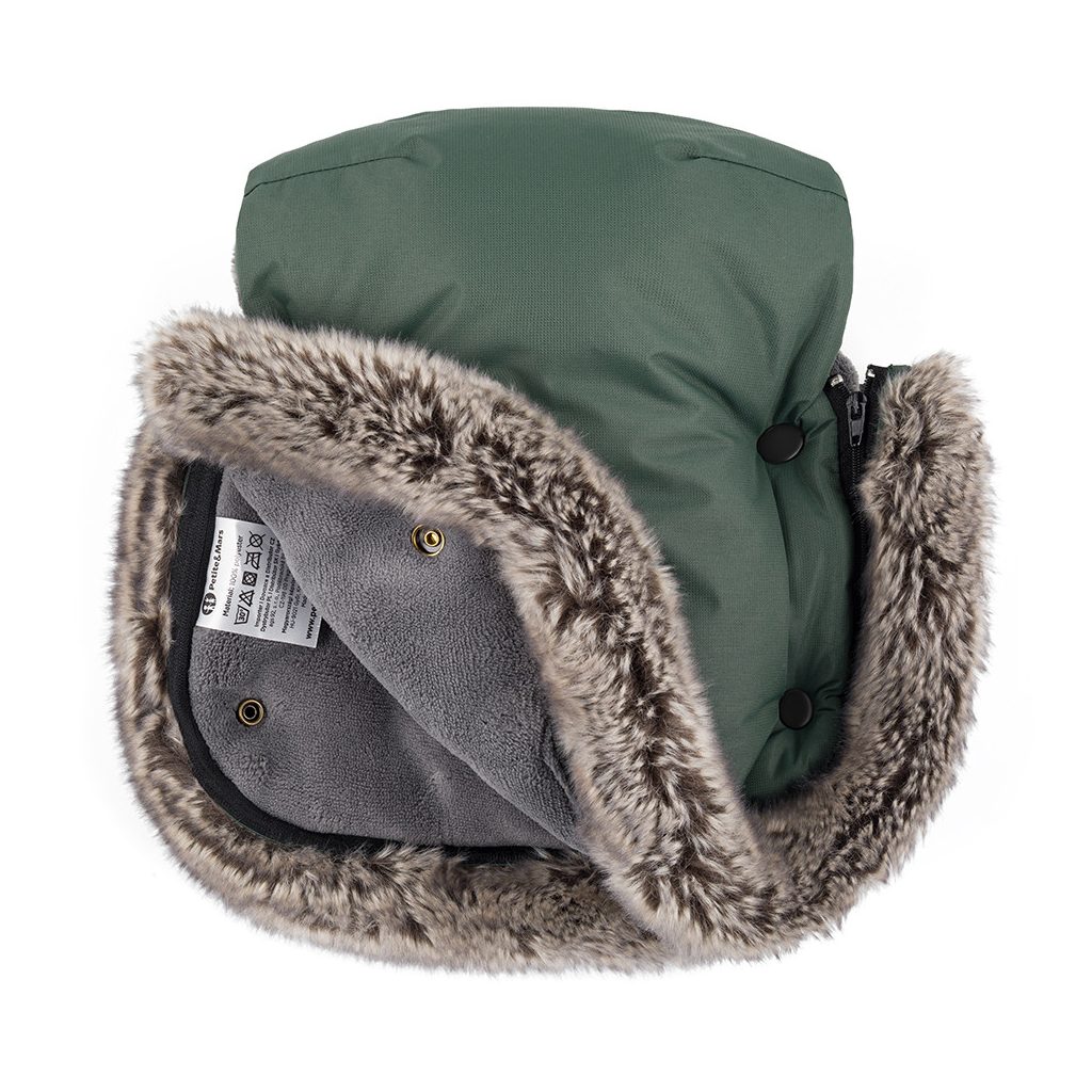 PETITE&MARS Kesztyű / Kézmelegítő babakocsira Furry Veritable Khaki