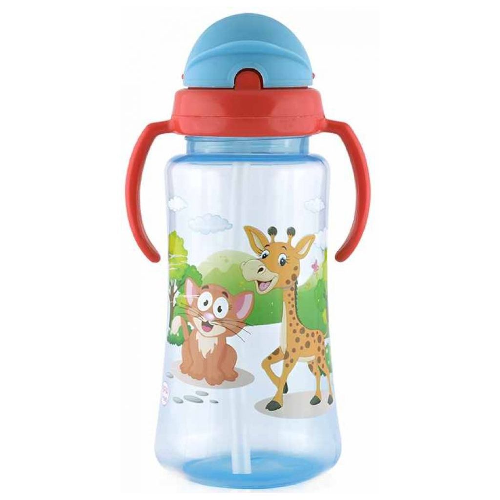 Baby Care Szafari szívószálas sportitató 330 ml - blue