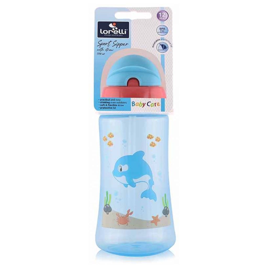 Baby Care Ocean szívószálas sportitató 330 ml - blue