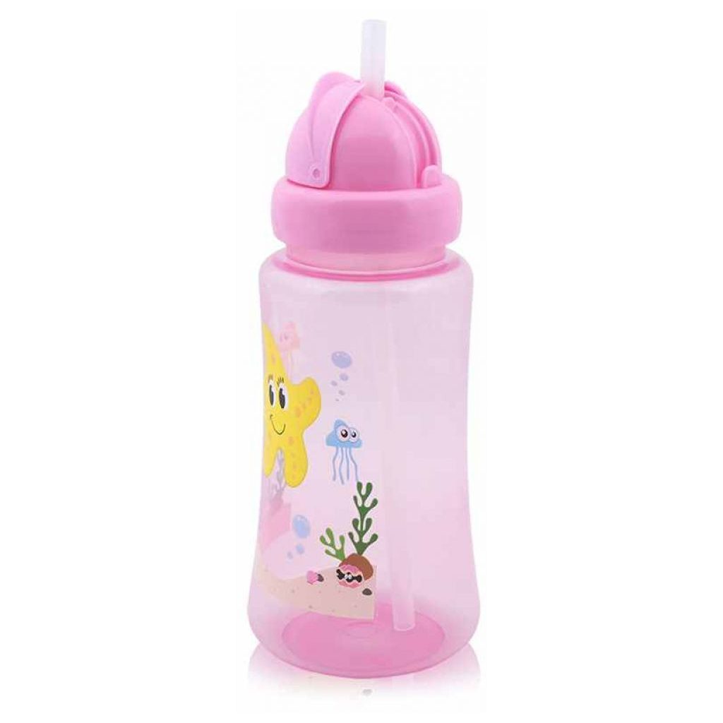 Baby Care Ocean szívószálas sportitató 330 ml - pink