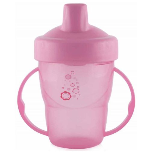 Baby Care itatópohár fogantyúval 210ml magas - pink