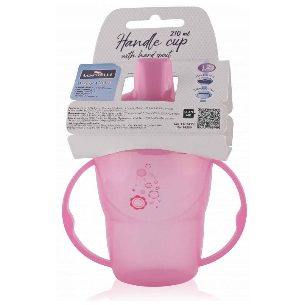Baby Care itatópohár fogantyúval 210ml magas - pink