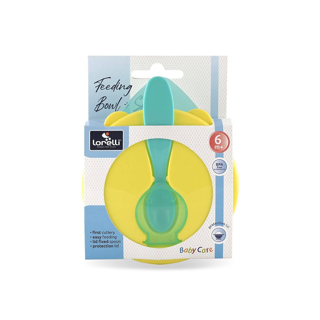 Baby care etető tál + kanál - green