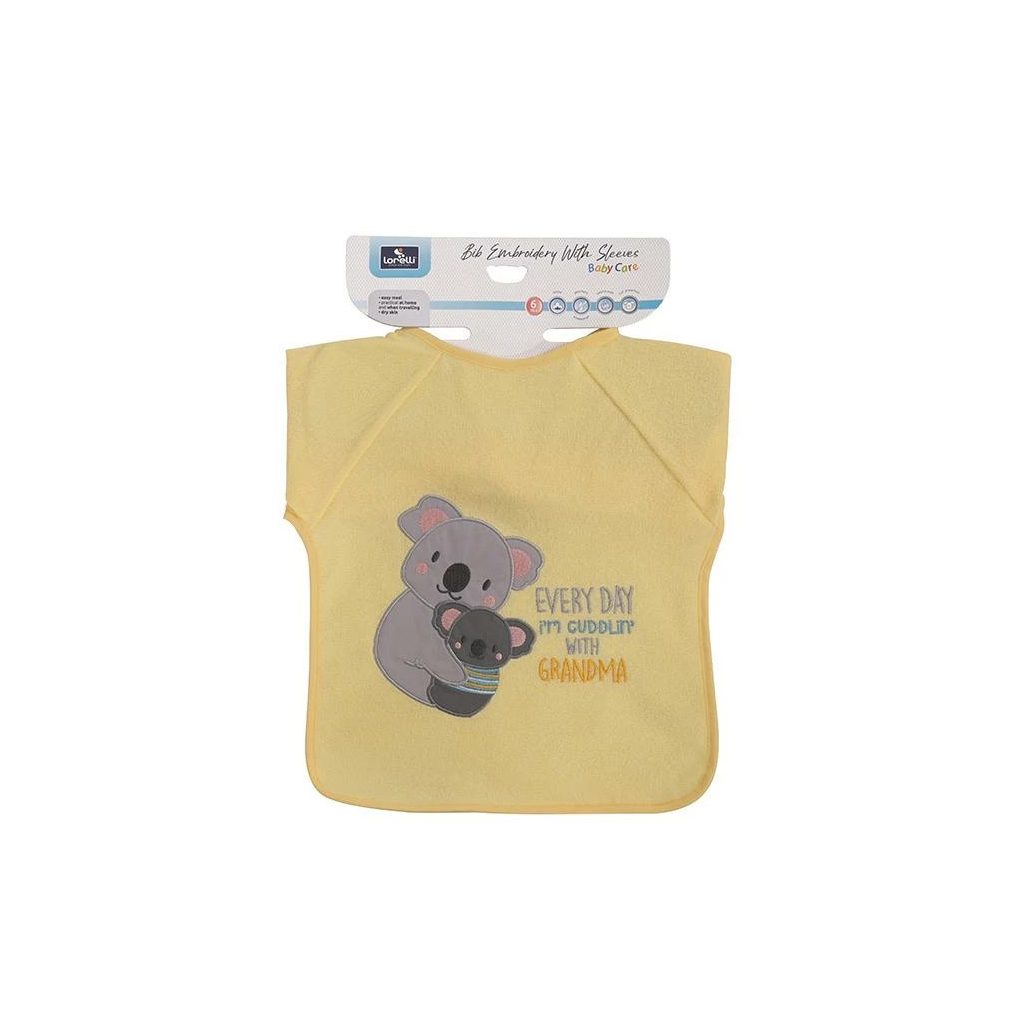 Baby Care hímzett hosszú ujjú pamut előke - Unisex